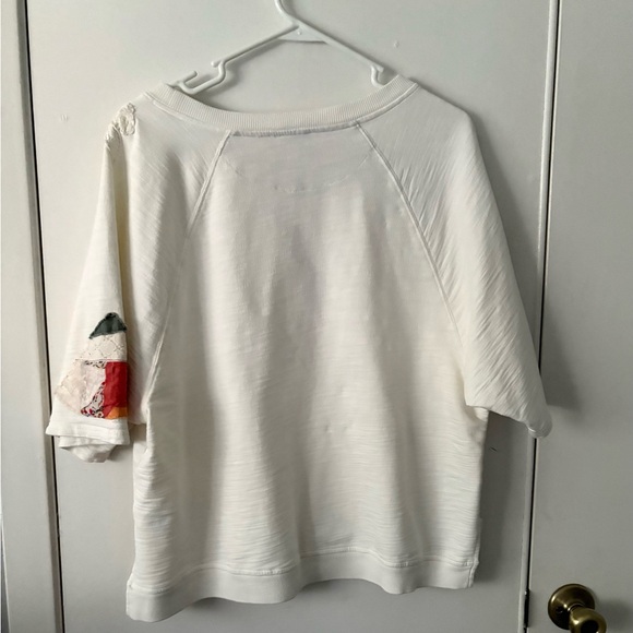 Anthropologie Postmark Patchwork Boxy Boho Short Sleeve Sweater Top Sz L - Picture 4 of 6